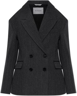 Balenciaga Wool Double-Breasted Blazer - Black