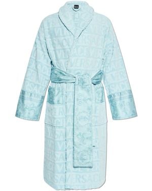 Versace Cotton Bathrobe With Belt, , Light - Blue