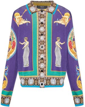 Versace Silk Cardigan With Print - White