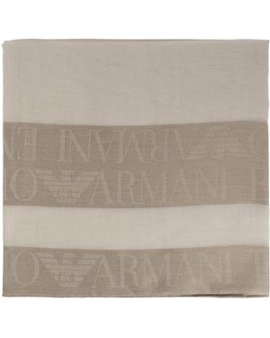 Emporio Armani Scarf With Logo - Grey