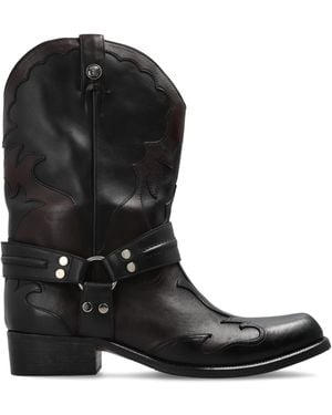 Versace "Sylvester" Cowboy Boots - Black