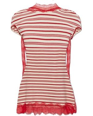 Christopher Esber 'Stripe Jersey Lace Trimmed Tee' Dress - Red