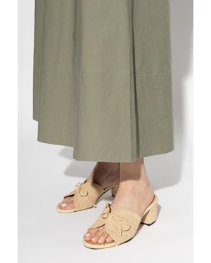 Odissi Heeled Mules With Decorative Bow - Natural