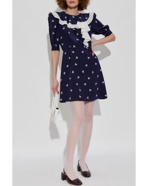 Alessandra Rich Dress With Bow Motif - Blue