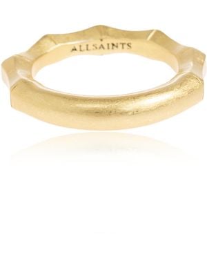 AllSaints Ring With Engraved Logo - Metallic