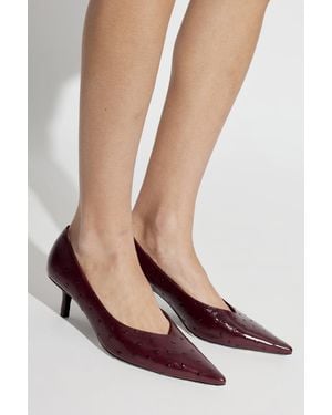 Black Suede Studio Heeled Shoes 'Briar' - Red