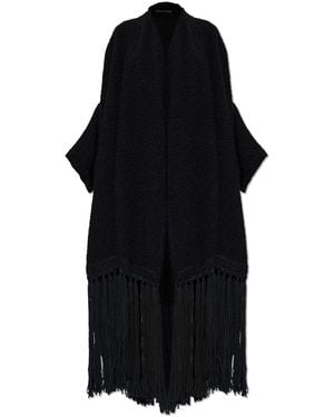 Dolce & Gabbana Wool Cardigan With Fringes - Black