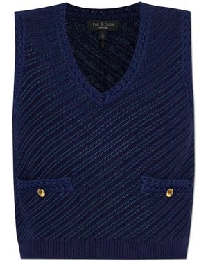 Rag & Bone Vest With Pockets, - Blue