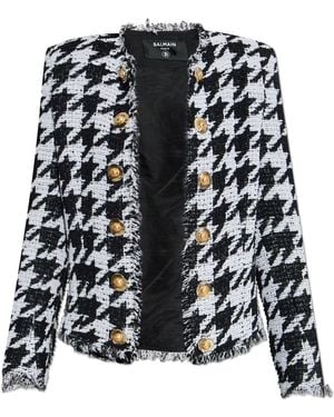 Balmain Blazer With Houndstooth Pattern - Black