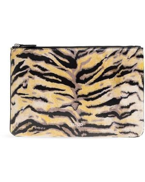 KENZO Leather 'Tiger' Pouch - Natural