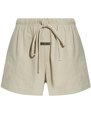 Fear Of God Shorts With Logo Patch - Natural