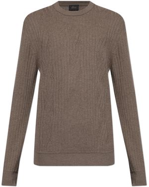 Brioni Wool Jumper With Decorative Knit - Brown