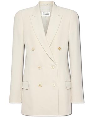 Maison Margiela Double-Breasted Wool Blazer - White