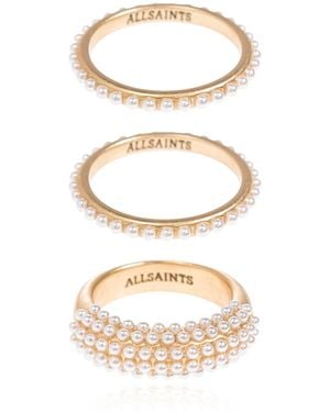 AllSaints Set Of Three Rings, - Metallic
