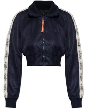 Etro Cropped Sweatshirt With Embroidered Logo - Blue