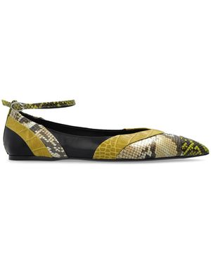 Marni Ballet Flats With Snake Skin Motif - Metallic