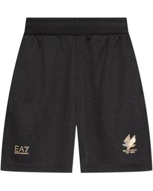 EA7 Shorts With Printed Logo - Black