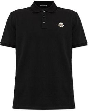 Moncler Polo With Logo Patch - Black