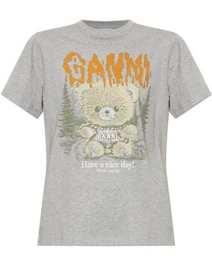 Ganni T-Shirt With A Colourful Print - White