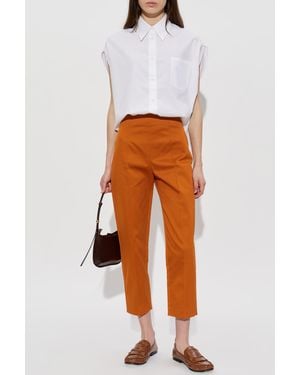 Marni Cotton Pants With Stitching On The Legs - White