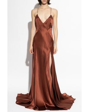 Amiri Silk Dress With Spaghetti Straps - Brown
