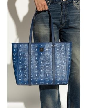 MCM Shopper Bag With Monogram - Blue