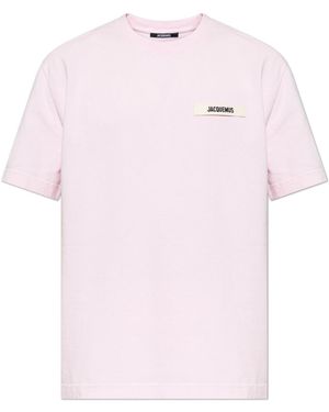 Jacquemus T-Shirt With Logo Patch - Pink