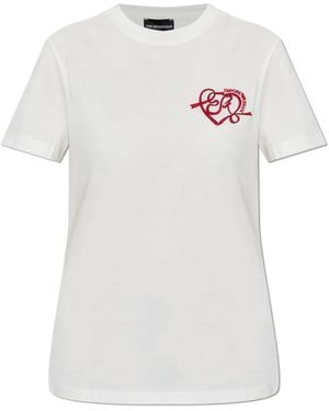 Emporio Armani T-Shirt With Embroidered Logo - White