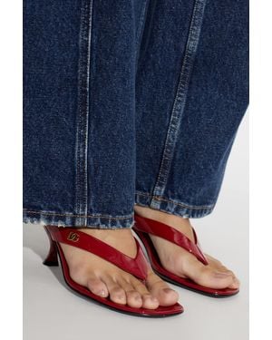 Dolce & Gabbana Leather Heeled Mules - Blue