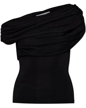 Self-Portrait Top With An Exposed Shoulder - Black