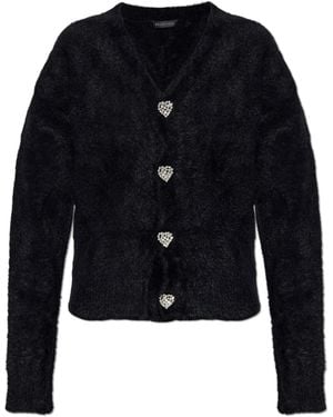 Balenciaga Cardigan With Buttons Embellished With Sparkling Crystals - Black