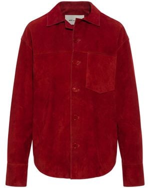 Ami Paris Suede Jacket With Embroidered Logo