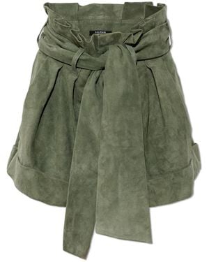 Balmain Suede Shorts With A Belt - Green