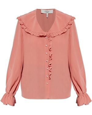 Chloé Silk Shirt With Ruffles - Pink