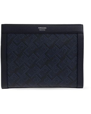 Ferragamo Wristlet Pouch With Strap - Blue