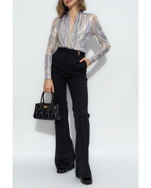 Versace Bodysuit With Deep Neckline - Gray