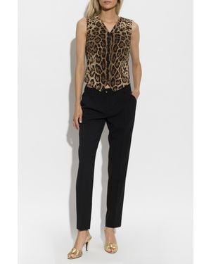 Dolce & Gabbana Wool Vest With Animal Motif - Black
