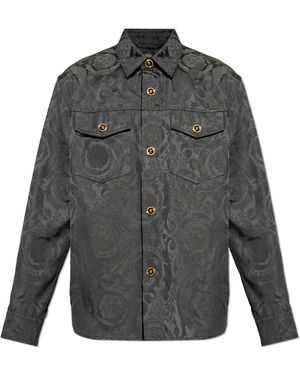Versace Jacquard Jacket With 'Barocco' Pattern - Grey