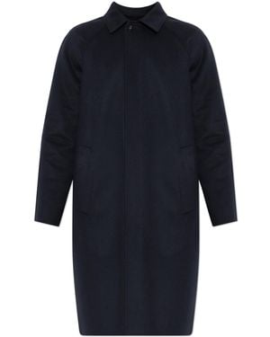 Kiton Cashmere Coat With Single Vent - Blue