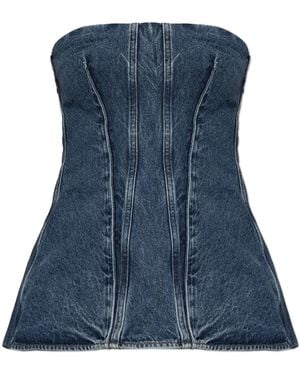 Agolde Strapless Denim Top - Blue