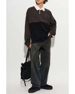 Agolde Long Sleeve Polo Shirt - Black
