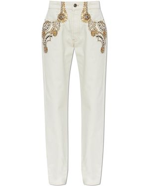 Versace Jeans With Shimmering Appliqués - White