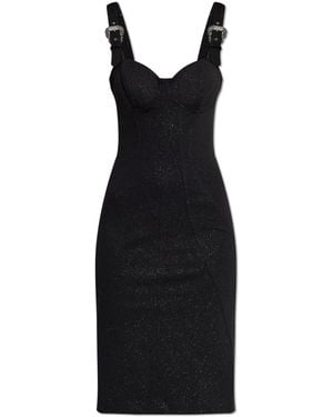Versace Jeans Couture Dress With Shimmering Glitter - Black