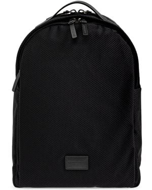 Giorgio Armani Backpack With Logo Patch - Black