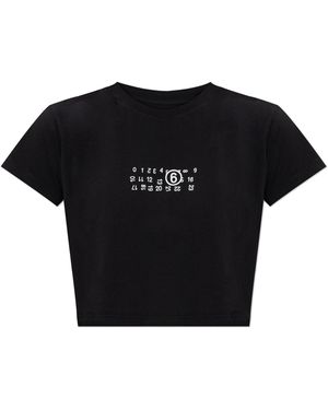 MM6 by Maison Margiela T-Shirt With Printed Logo - Black