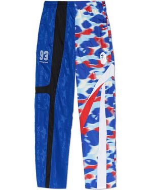 A Bathing Ape Trousers With Logo - Blue