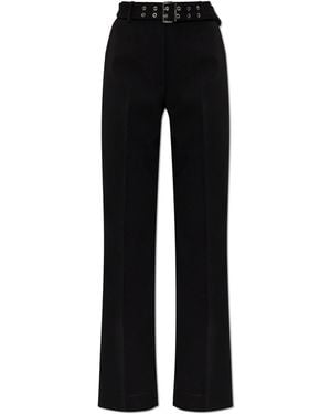 Ganni Creased Trousers With Belt - Black