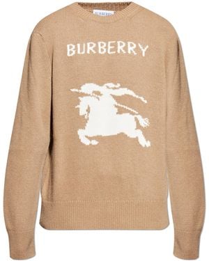 Burberry Wool Jumper With Logo - Natural