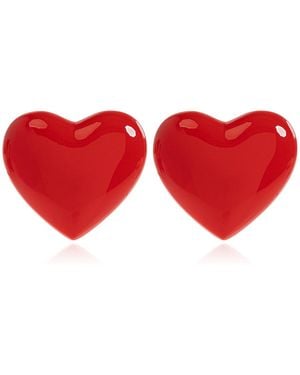 Moschino Heart-Shaped Clip-On Earrings - Red