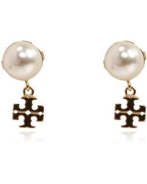 Tory Burch Earrings With Glass Pearl - Natural